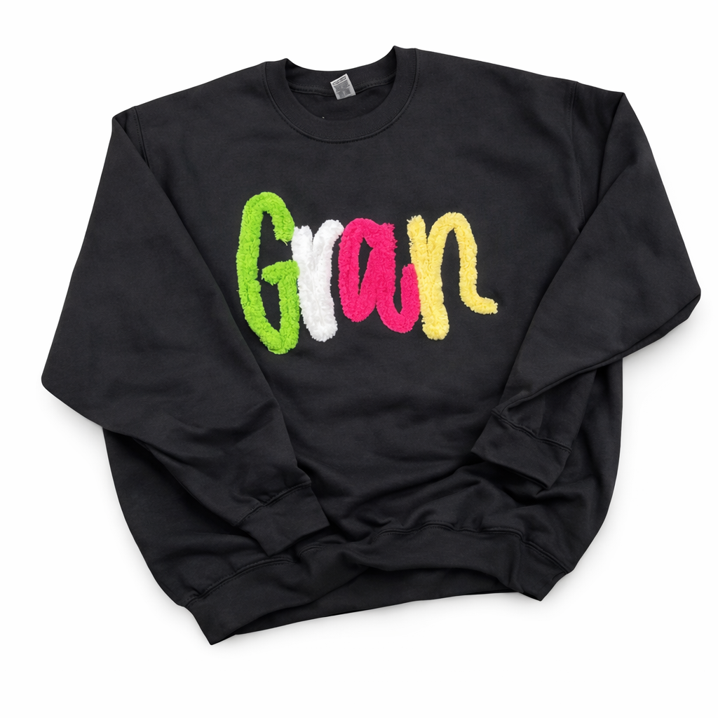 Personalized Chunky Fuzzy Name Crewneck Sweatshirt | Custom Chenille Letter Name Pullover | Cozy Embroidered Gift