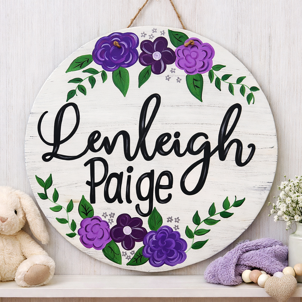 Floral Girl Hospital Door Hanger