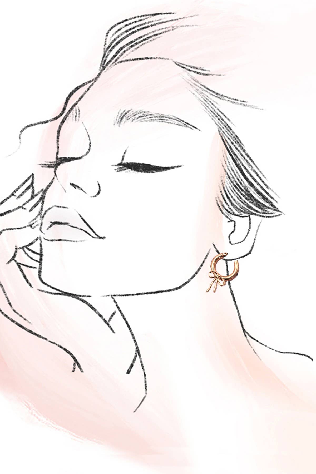 BOW PUFFY HOOP EARRINGS