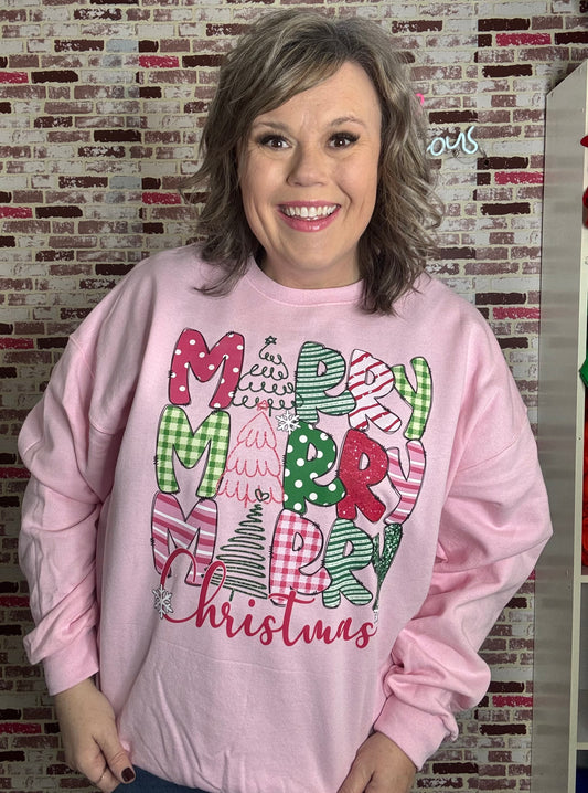 Pink Merry Christmas Sweatshirt