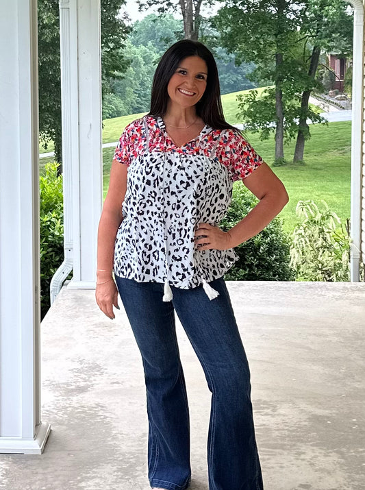 Black and White Flutter Sleeve
