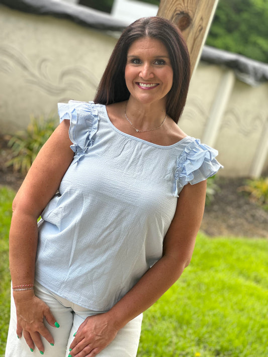 Light Blue Bow Top