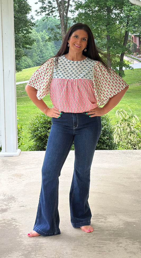 Multi Colored Flutter Top
