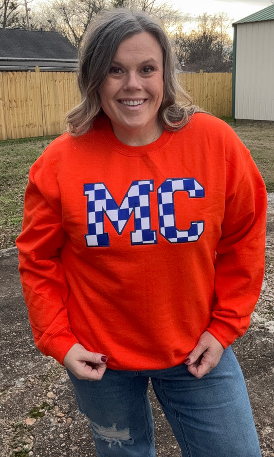 Checkered Applique Crewneck