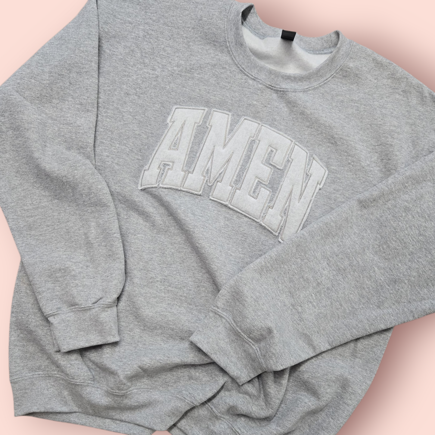 AMEN tone on tone appliqued crewneck