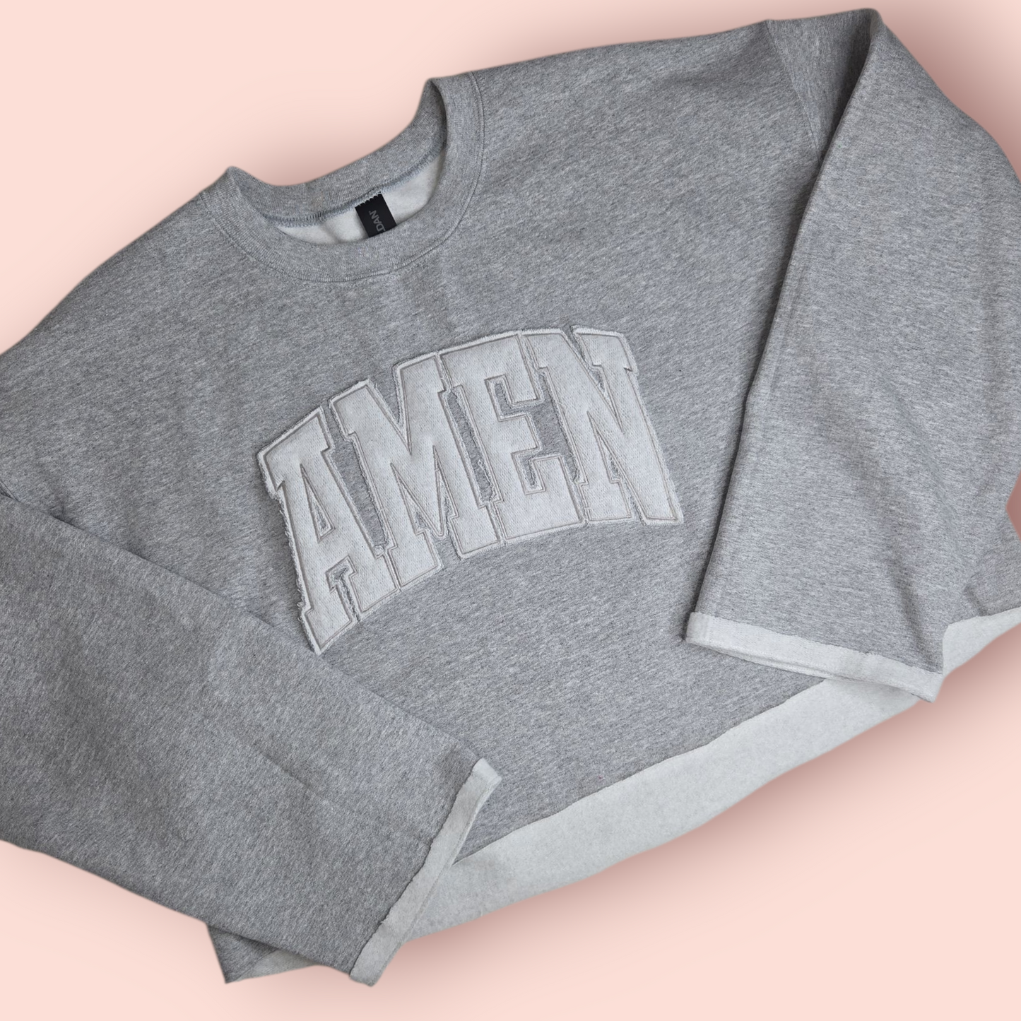 AMEN tone on tone appliqued crewneck