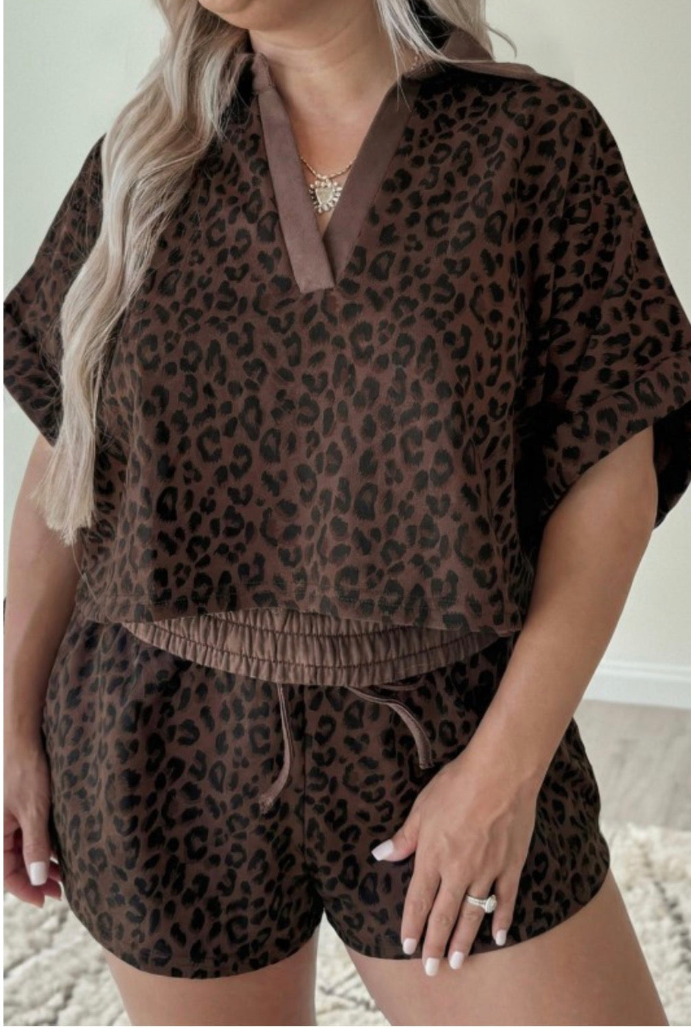 Leopard V-neck Lounge Set