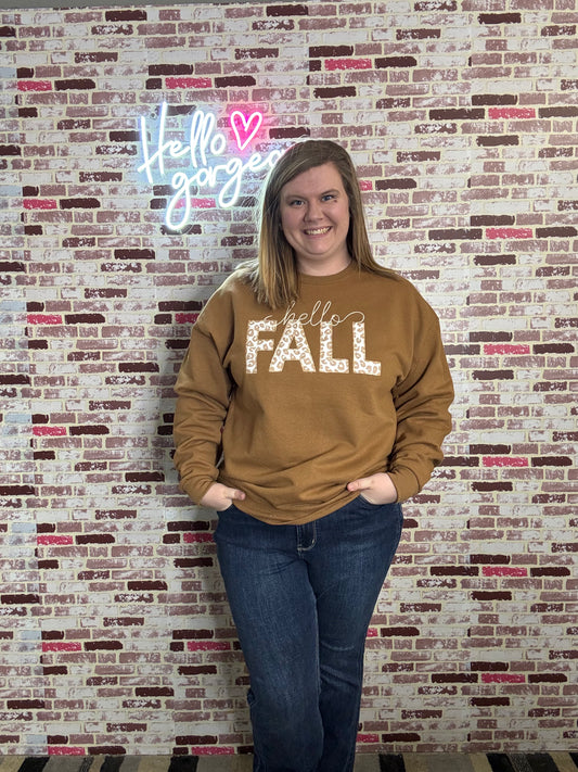 Hello Fall leopard print sweatshirt