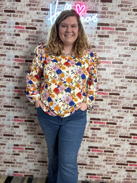 Cream Floral Blouse