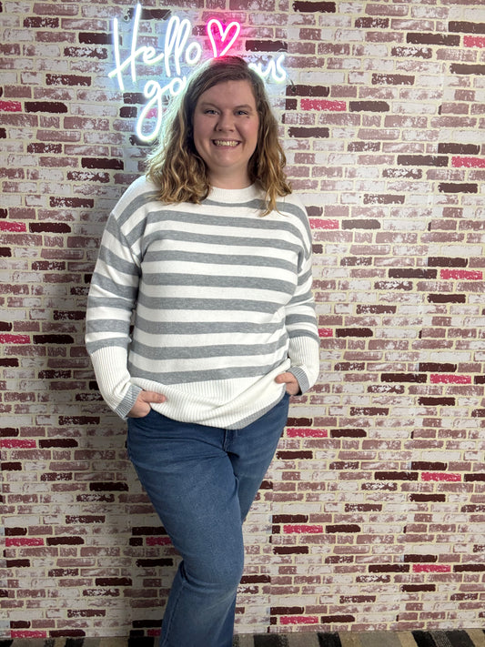 Gray Striped Sweater
