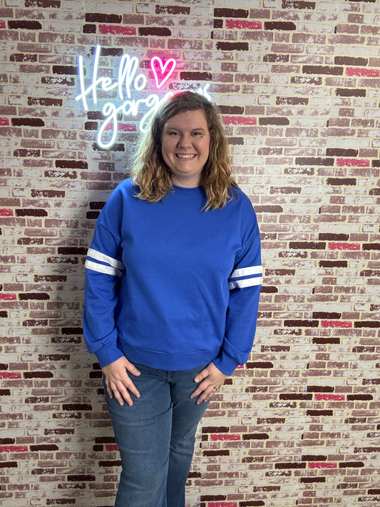 Blue Varsity Long Sleeve Tee