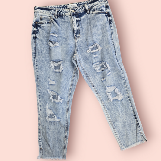 Kan Can Distressed Acid Wash Jeans