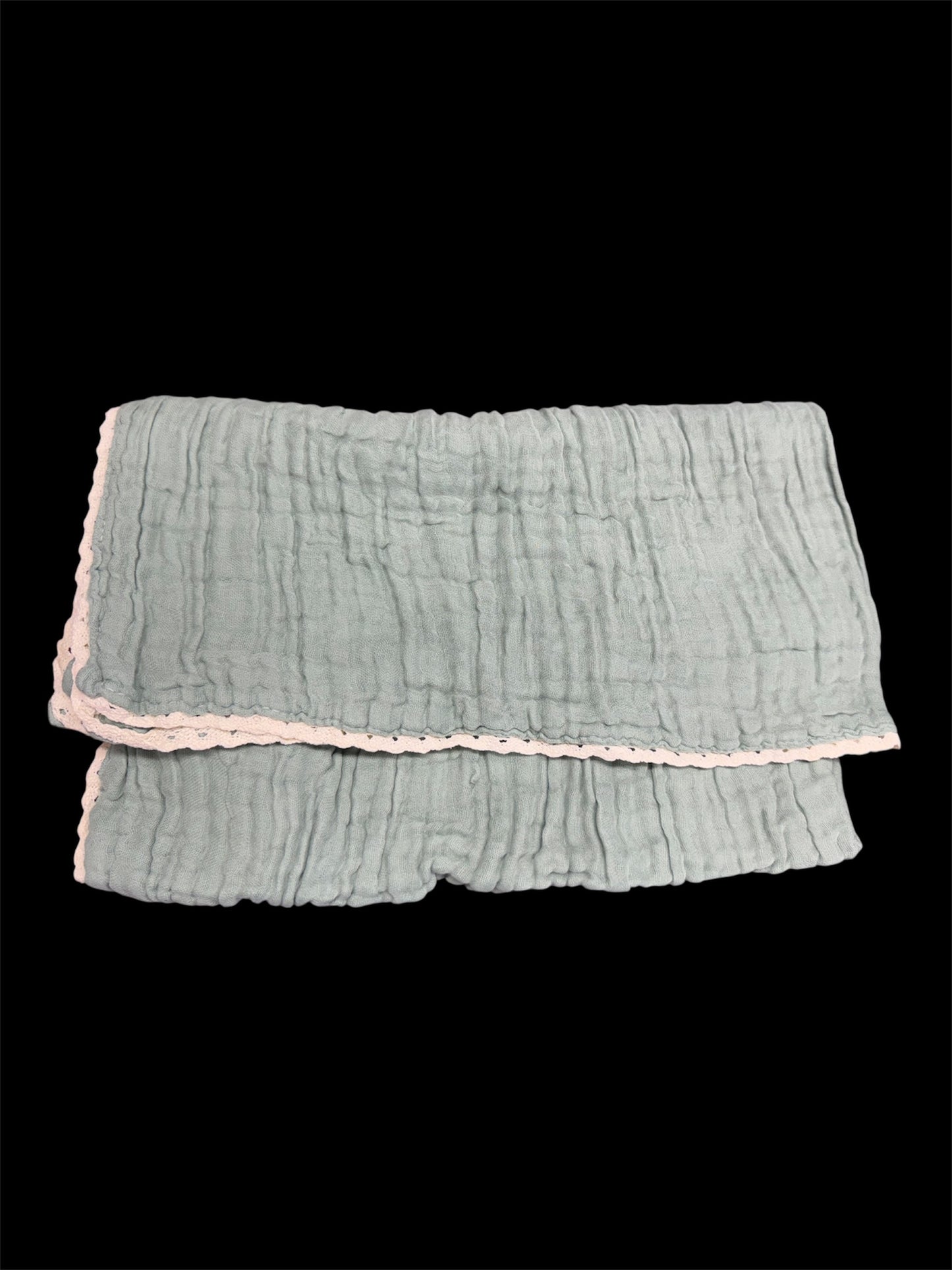 Linen Swaddle Blanket With Lace Trim