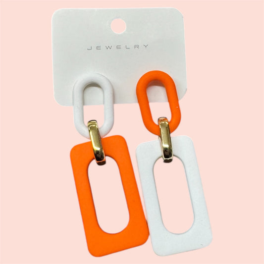 Orange and White earrings