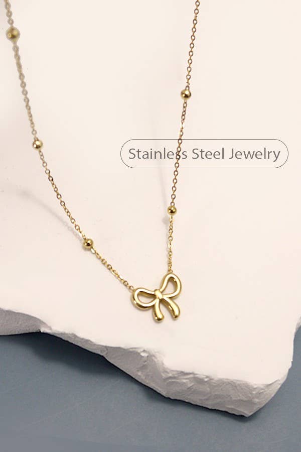 STAINLESS STEEL BOW NECKLACE
