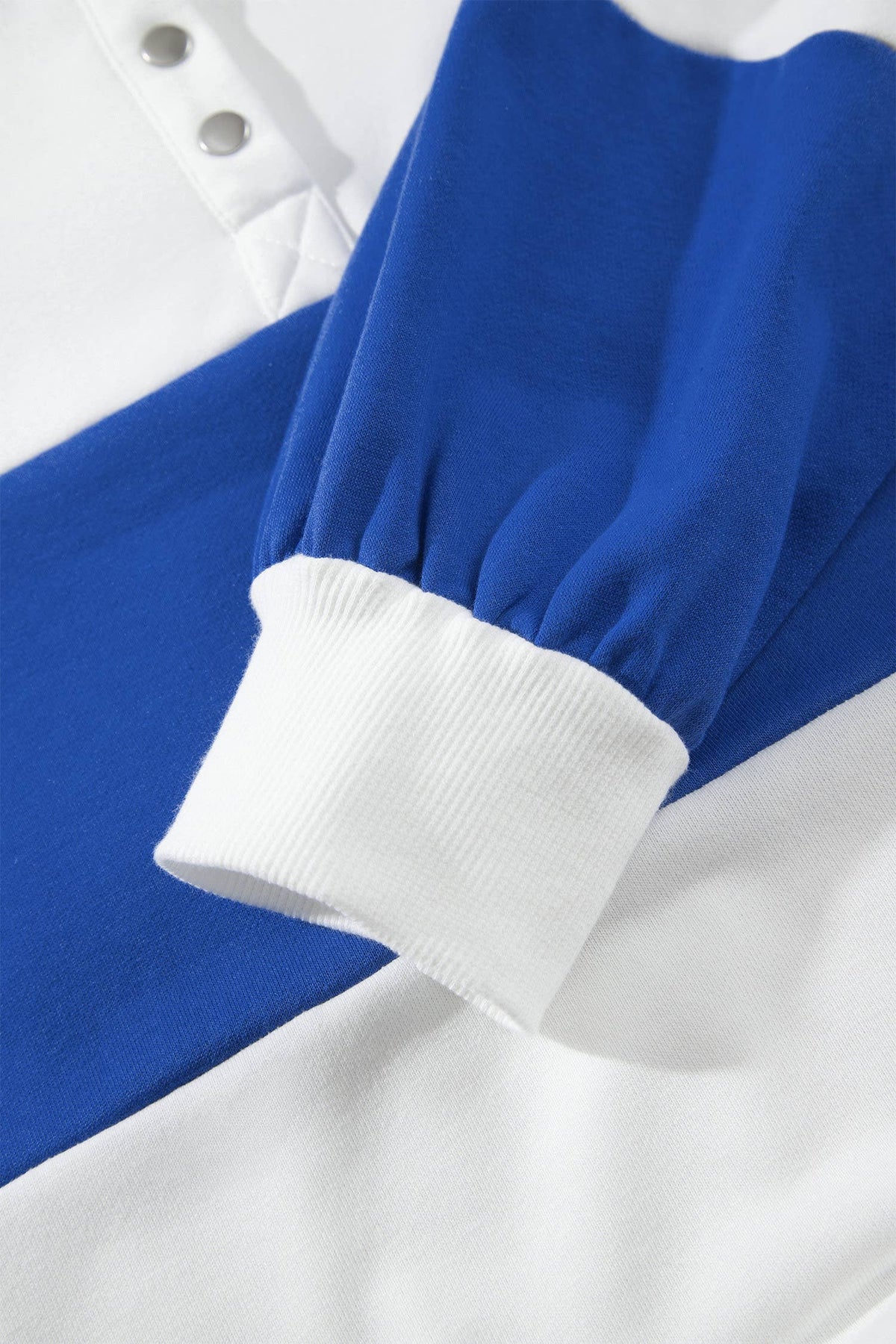 Blue & White Button Long Sleeve Sweatshirt