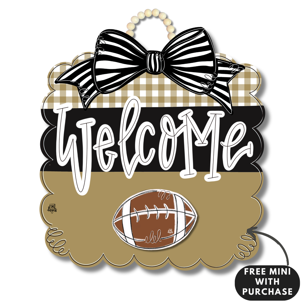Black and Gold Football Scallop with 2 attachments