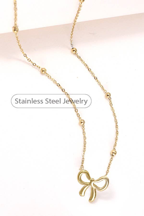 STAINLESS STEEL BOW NECKLACE