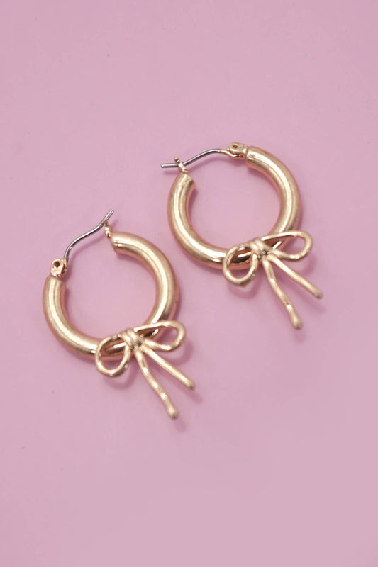 BOW PUFFY HOOP EARRINGS