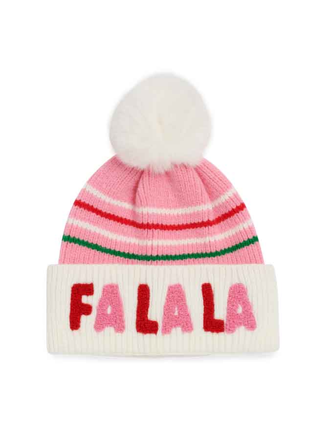 "FA LA LA" BEANIE,BLUSH
