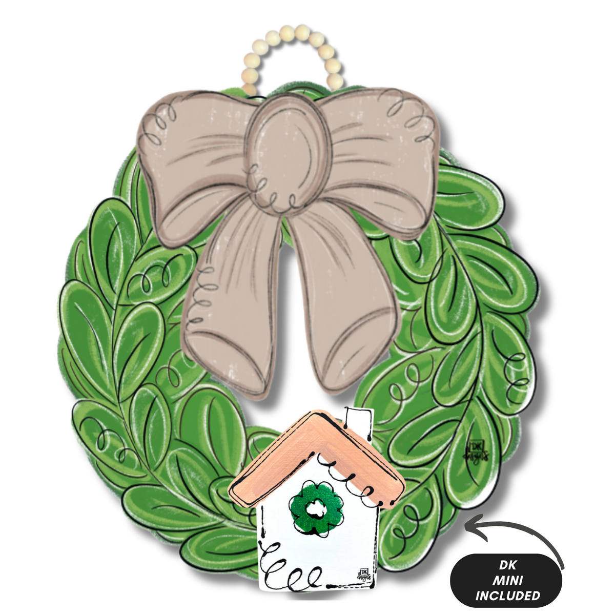 Mocha Bow Wreath Hanger with attachments
