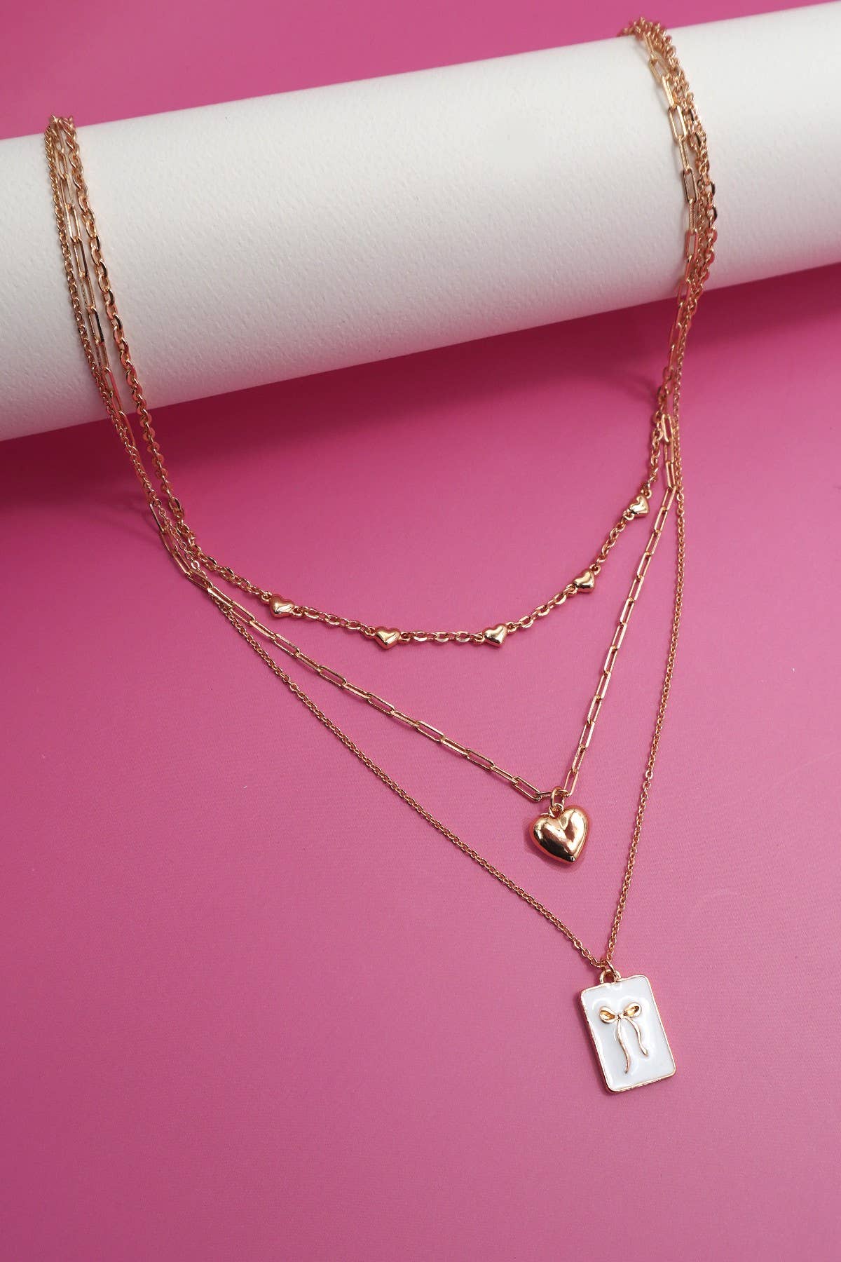 SQUARE BOW LAYERED NECKLACE