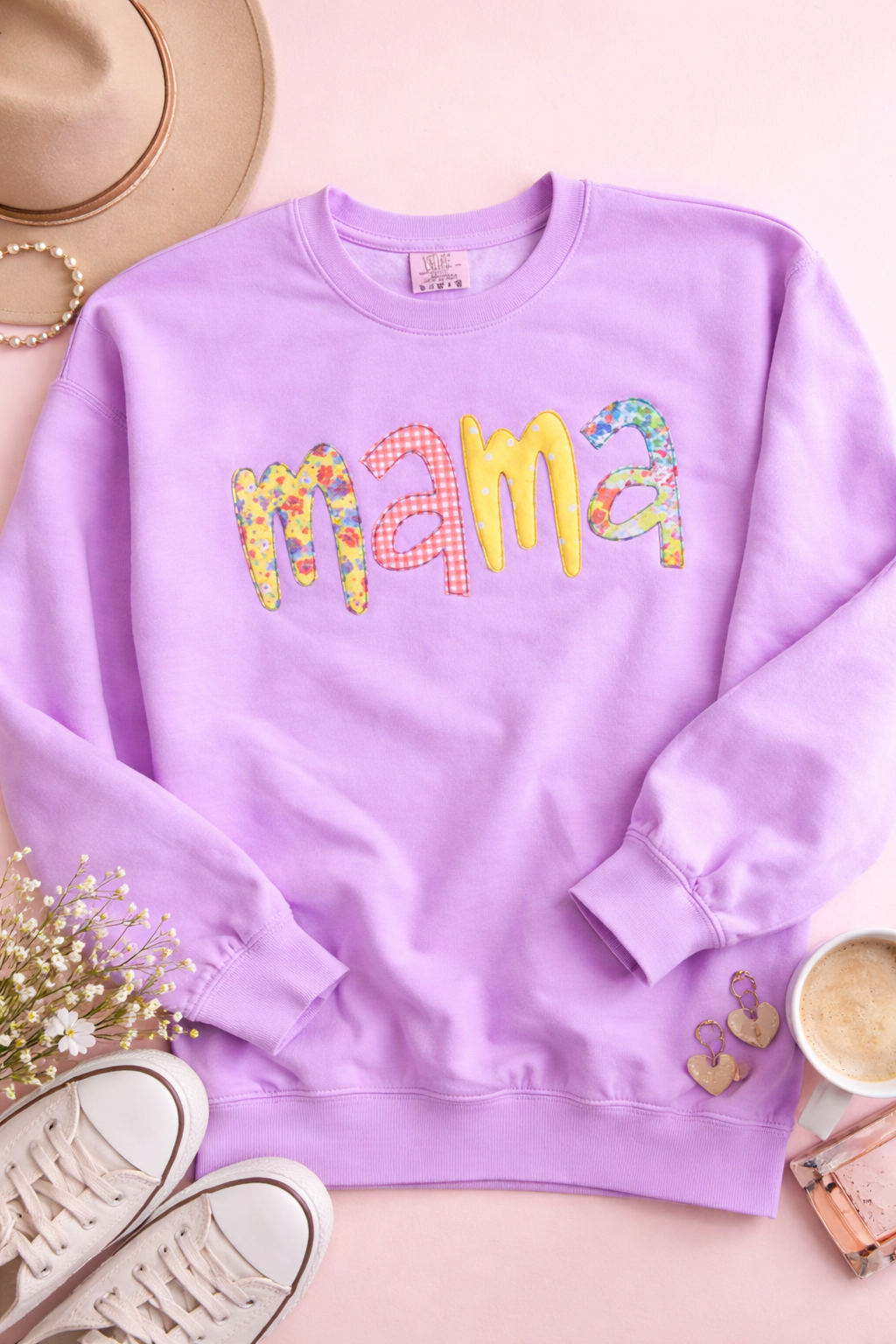 Personalized Name Appliqué Crewneck Sweatshirt – Custom Mama Pullover | Cozy Gift