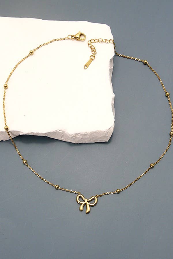 STAINLESS STEEL BOW NECKLACE