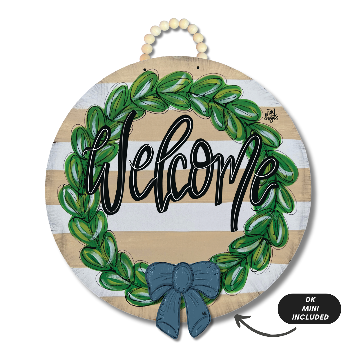 Tan Wreath "Welcome" Door Hanger