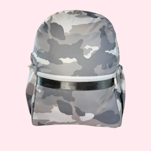 Gray Snow Camo Medium Backpack w/ Pockets