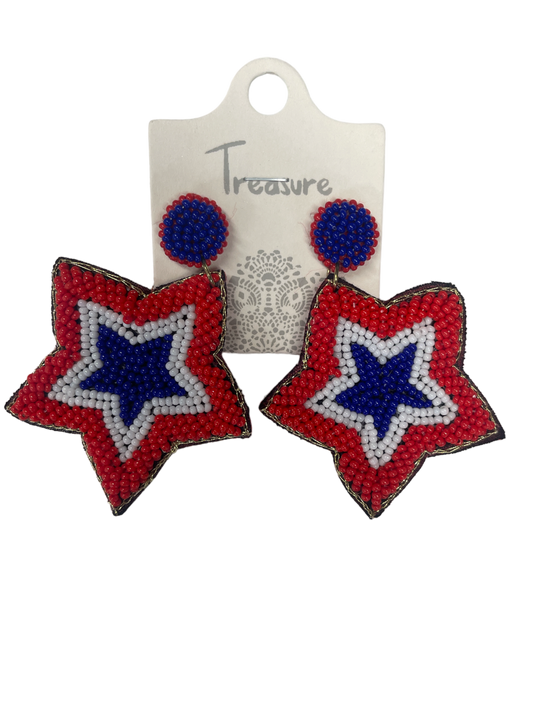 4th of July Seed Bead Earring