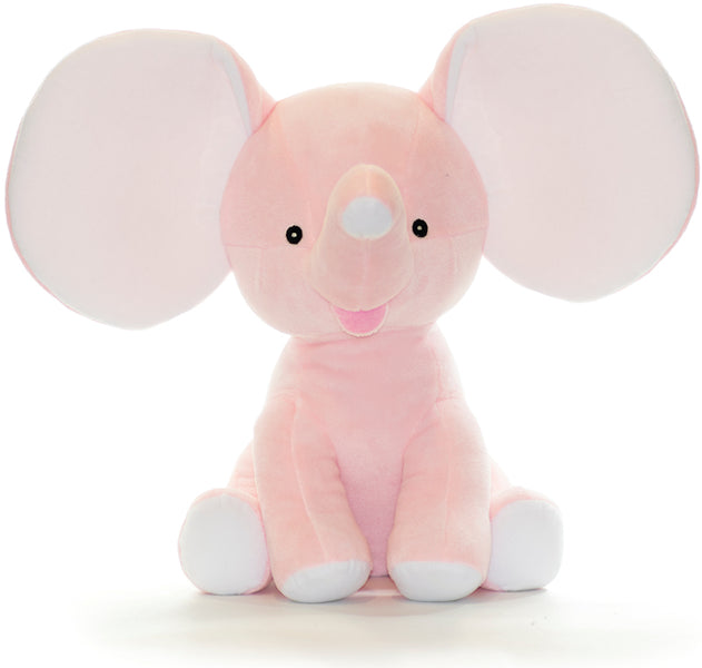Embroidered Stuffed Pink Elephant Animal Cubbie Personalized Baby Gift