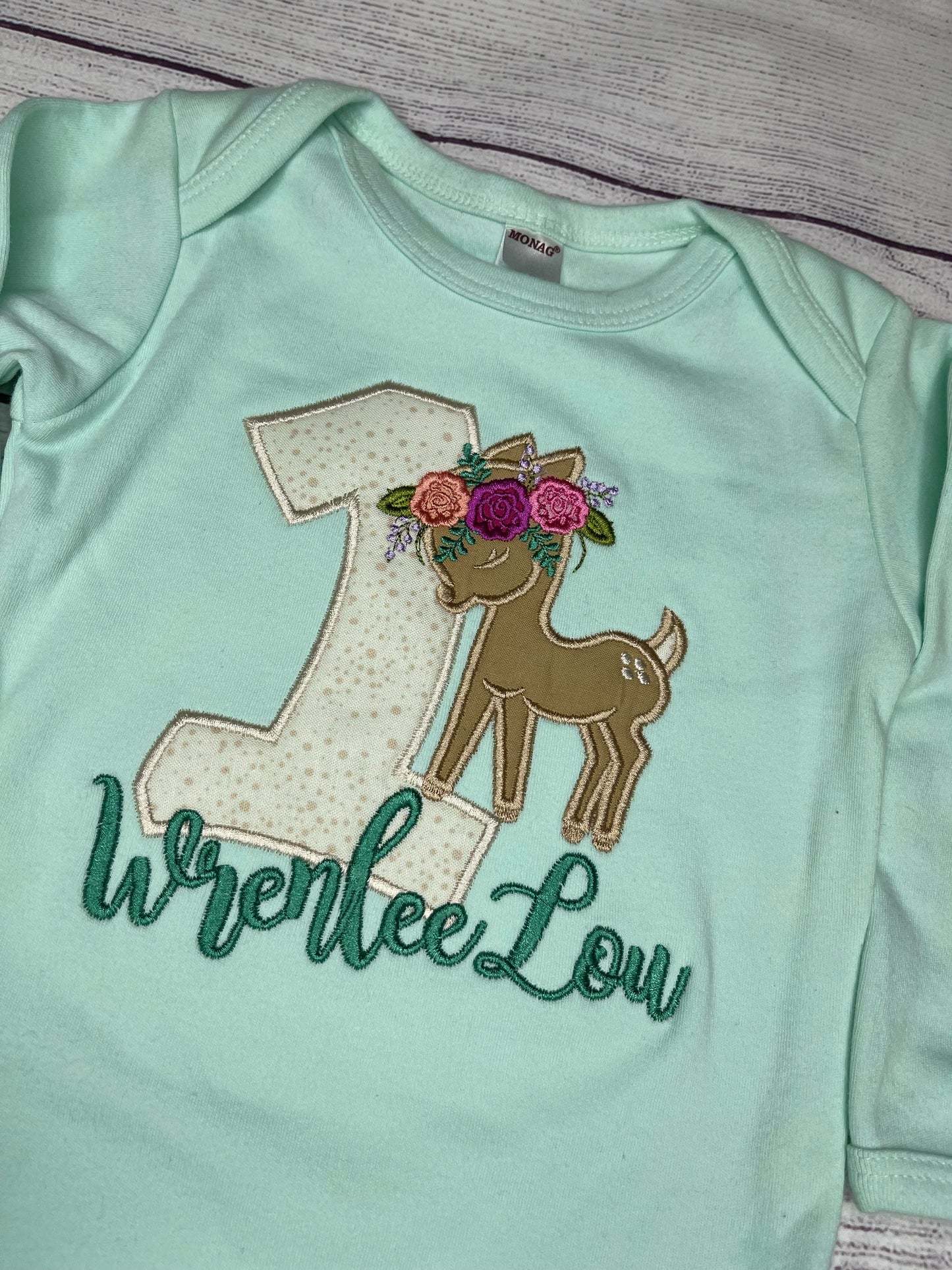 Fancy Fawn Floral Birthday Onesie/Tee