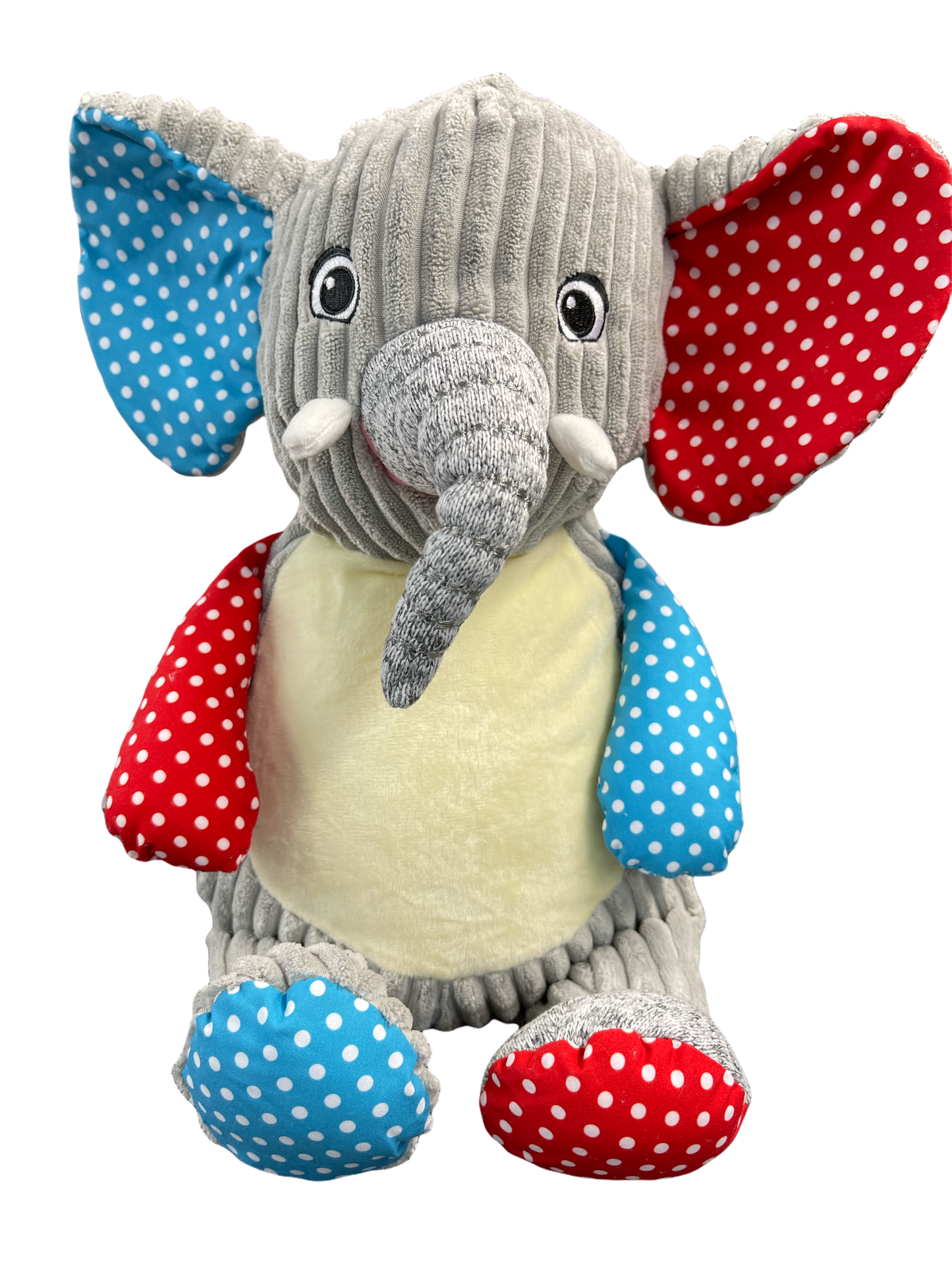 Embroidered Stuffed Patchwork Harlequinn Printed Elephant Animal Cubbie Personalized Baby Gift