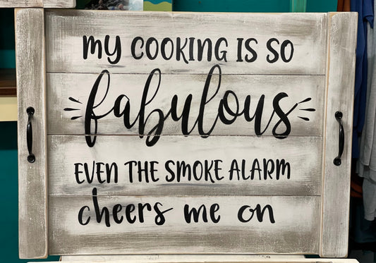 My Cooking is so Fabulous White Distressed Farmhouse Stove Top Cover Noodle Board